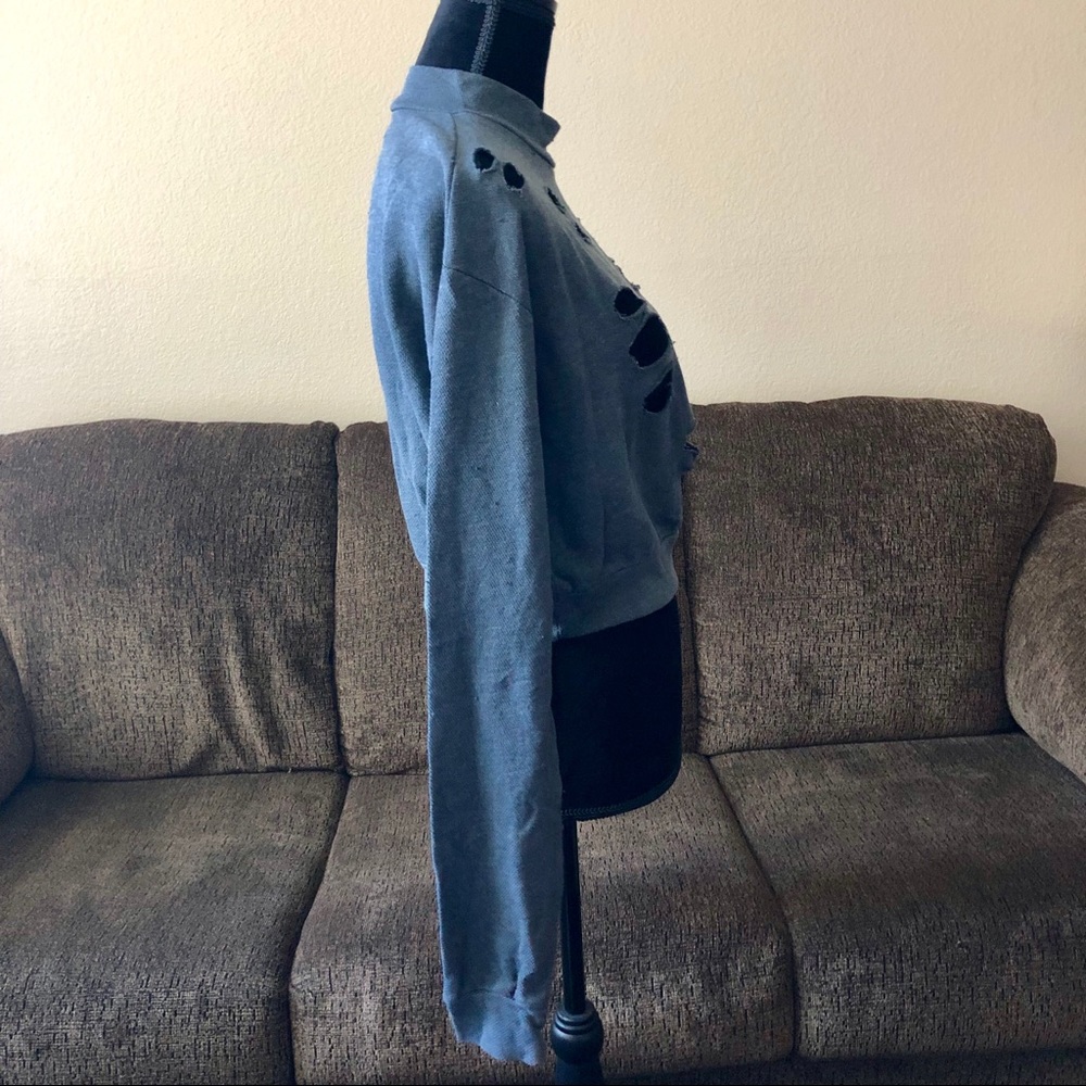 ❗️Last One❗️Charcoal Distressed Sweatshirt NWOT - Picture 8 of 8